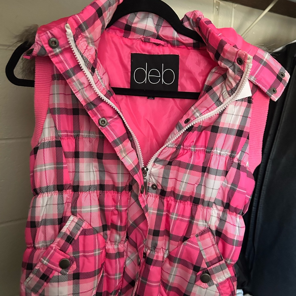 Deb Vibrant Pink Checkered Vest